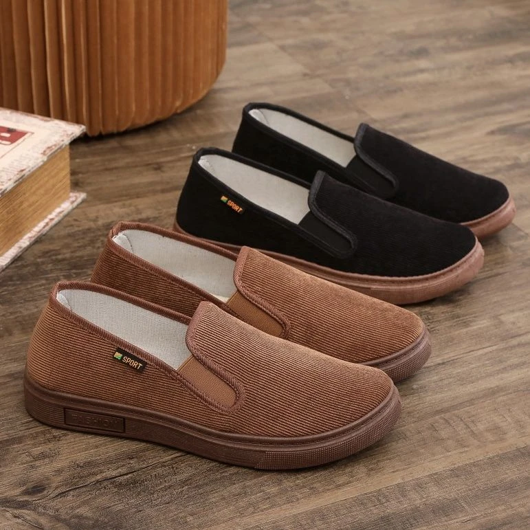 北京布鞋工作鞋男款一脚蹬休闲鞋透气中老年软底防滑休闲爸爸单鞋