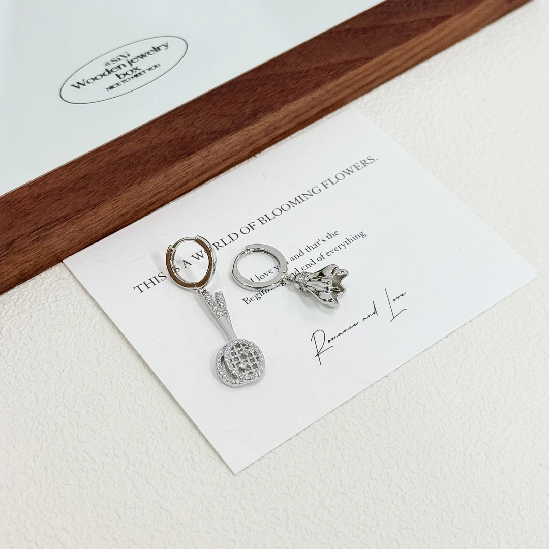 铜合金锆石耳饰 ES-515轻奢时尚羽毛球AB款个性精致耳环