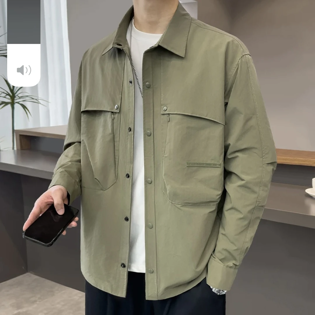 春季新款时尚翻领潮流男夹克外套百搭潮流0506休闲夹克