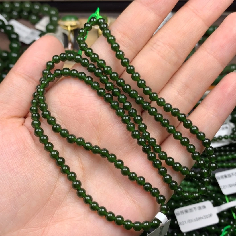 【闪购商品】和田玉（碧玉）未镶嵌颈饰4m深菠无黑