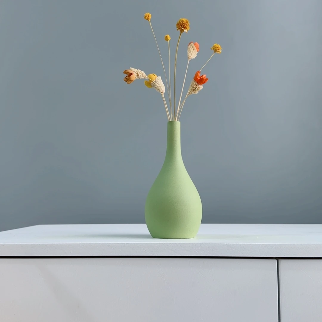 摆件陶瓷小花瓶含花总高约20-30cm