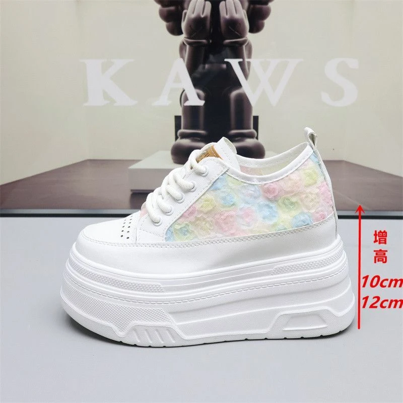 2025新款小白鞋女厚底老爹鞋透气网面休闲运动百搭轻便小个子女鞋