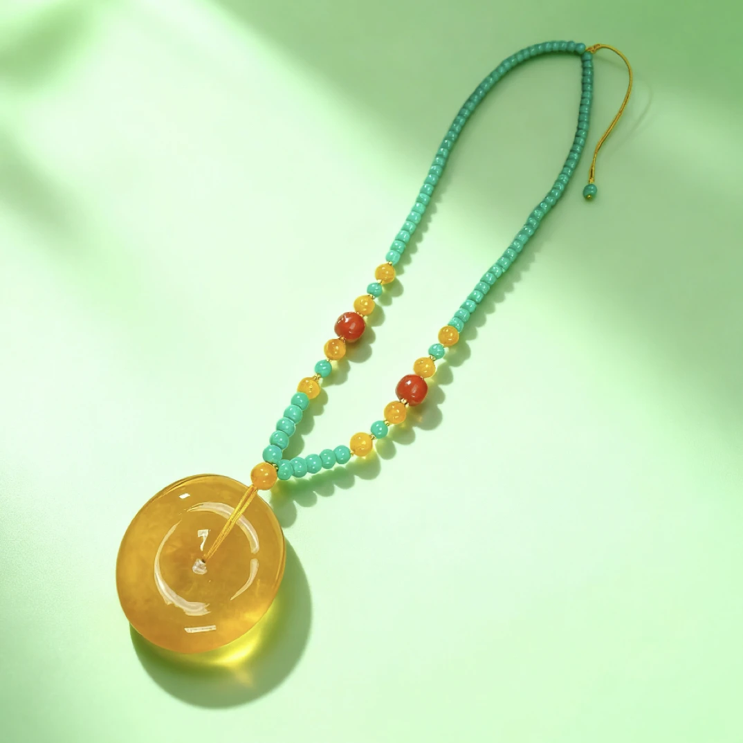 【天朝清货~】 黄飘妖孽纹平安扣（赠链)A112-YQ-1B