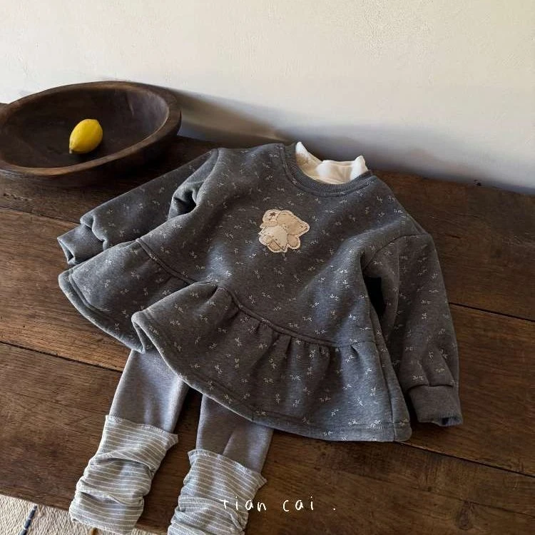 冬装新款女童加绒卫衣套装2025小女孩加厚打底衫加绒打底裤两件套