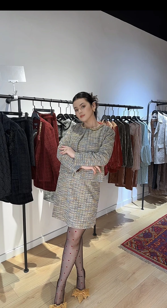 小香风两件套连衣裙➕外套