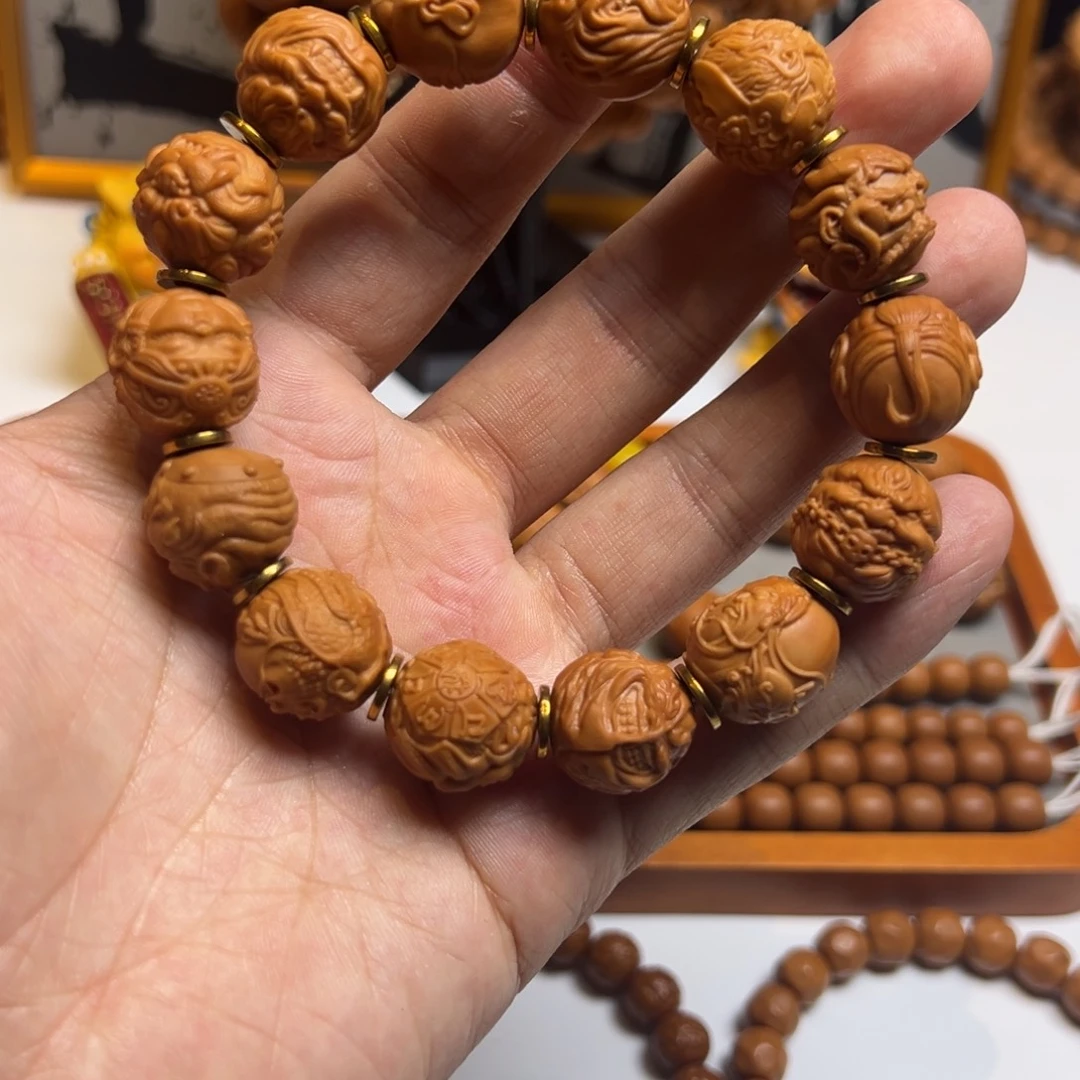 手串猴头核桃雕刻单颗满贯手串14颗尺寸16