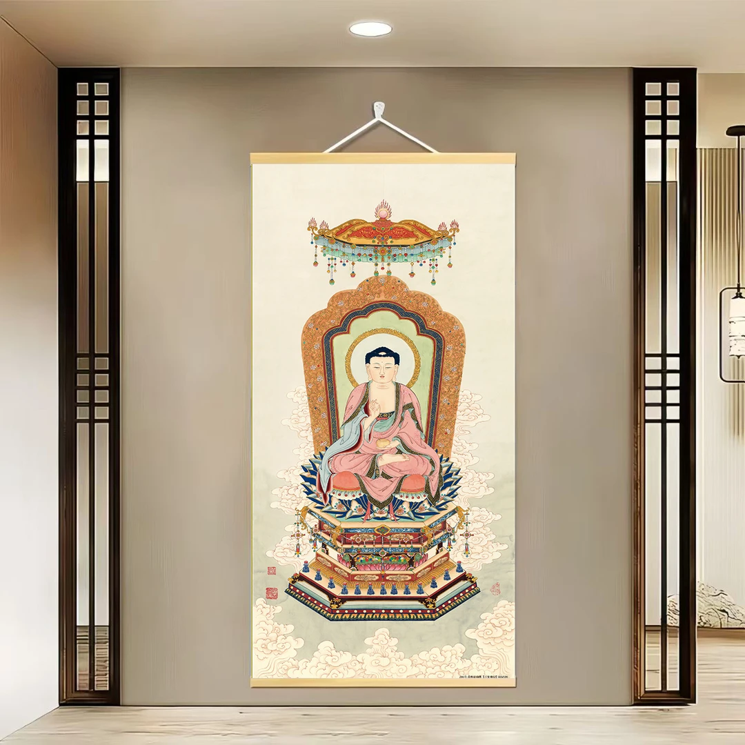 【286三宝药师佛】60x120cm挂画现代家居装饰画办公室画