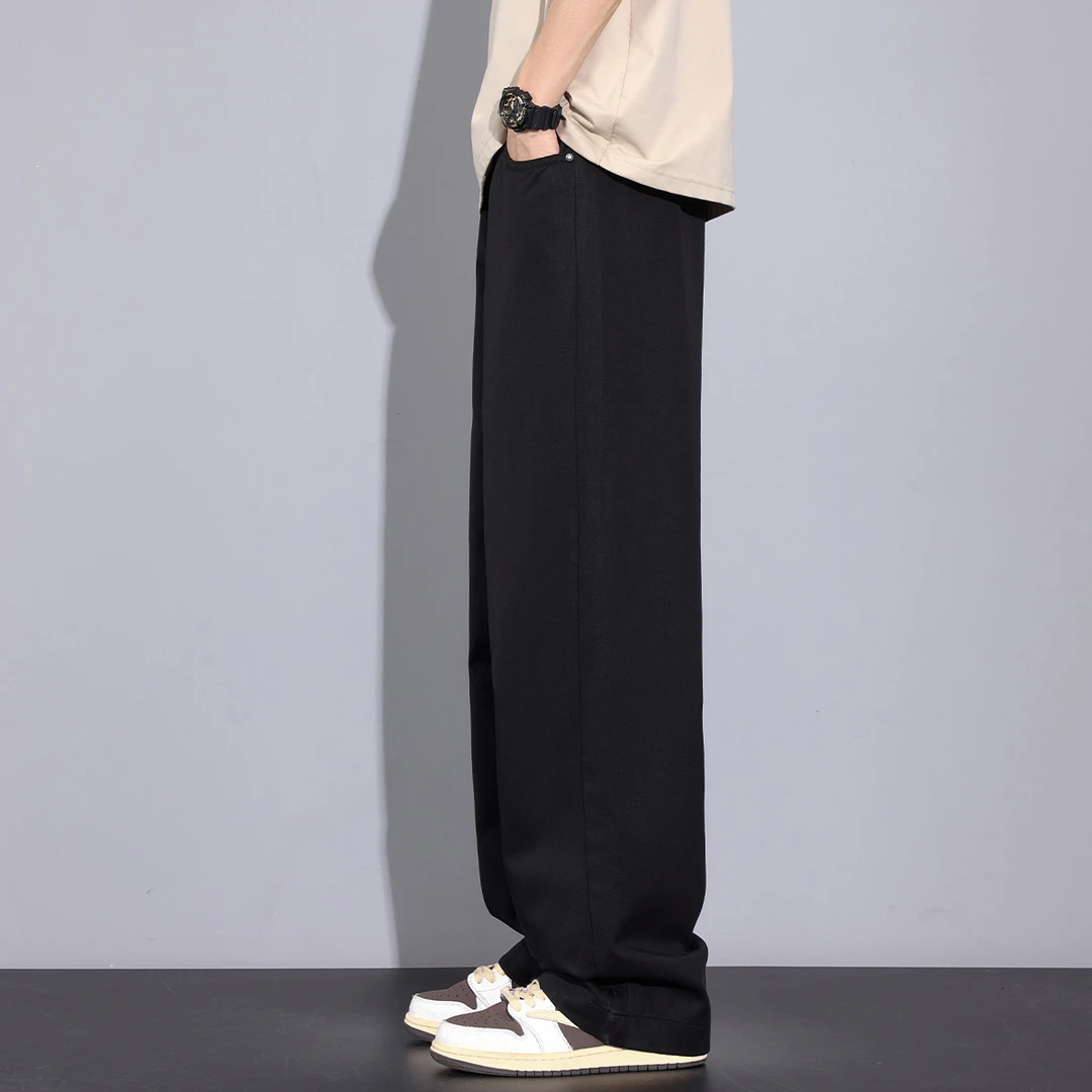 Kuvine潮牌2025夏季新款休闲裤男宽松直筒天丝凉感透气薄款男裤子