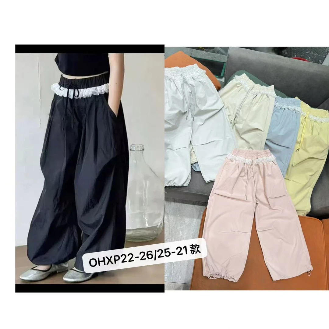 OHXP 2025夏季儿童韩版时尚腰间花边休闲裤 25-21