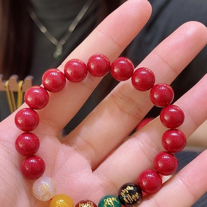 天然辰砂10mm男士五路手串