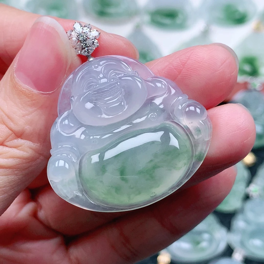 吊坠(不含链)18K金镶嵌翡翠