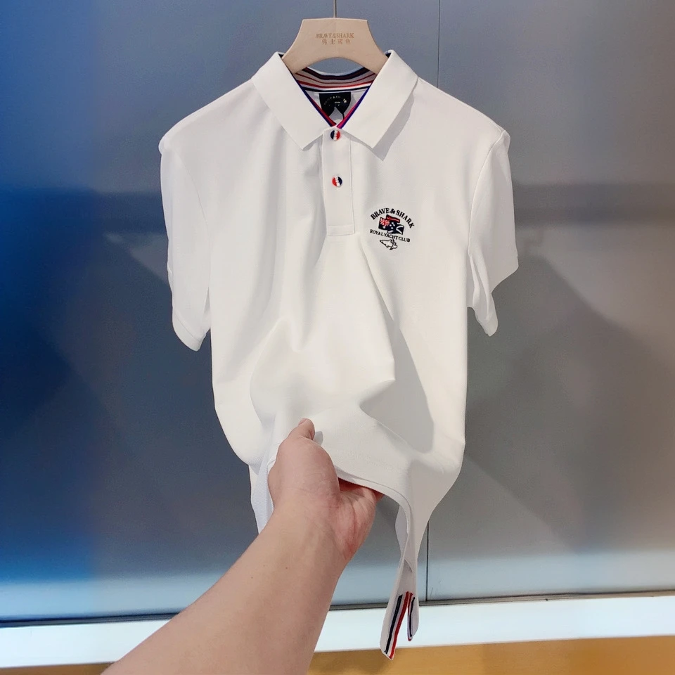 BRAVE&SHARK/勇士鲨鱼男士夏季轻奢短袖薄款polo衫翻领百搭5456