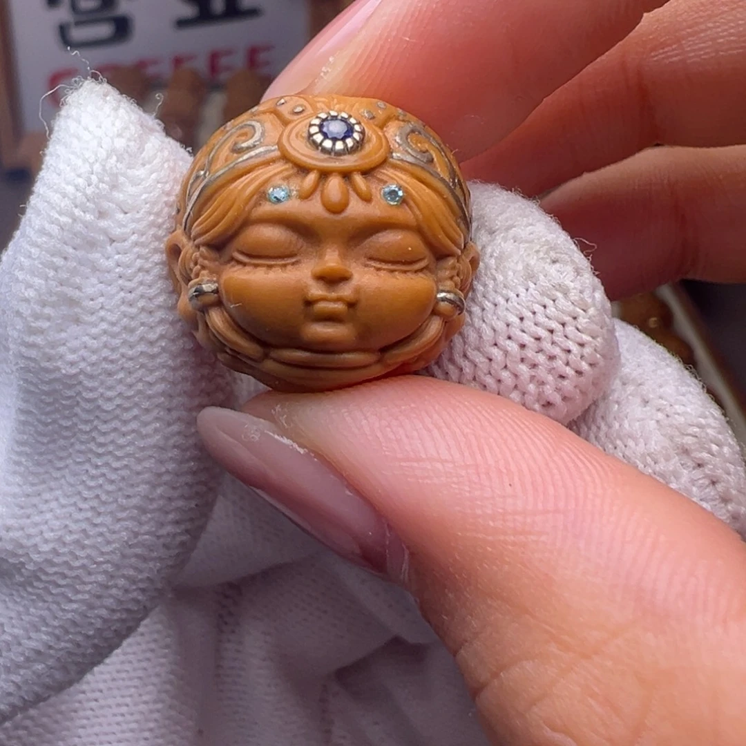 把件猴头核桃镶嵌款扎基拉姆全品有正常封口线