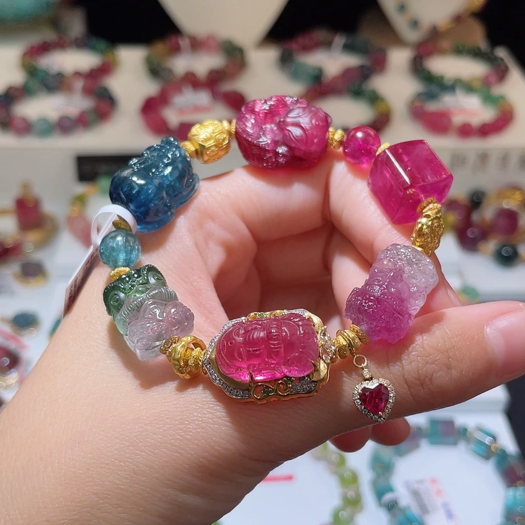 碧玺手链18K金镶嵌碧玺手链