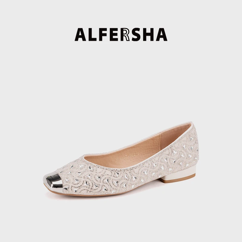 阿芙莎/ALFERSHA手工鞋6688257经典款百搭款鱼嘴方跟单鞋B