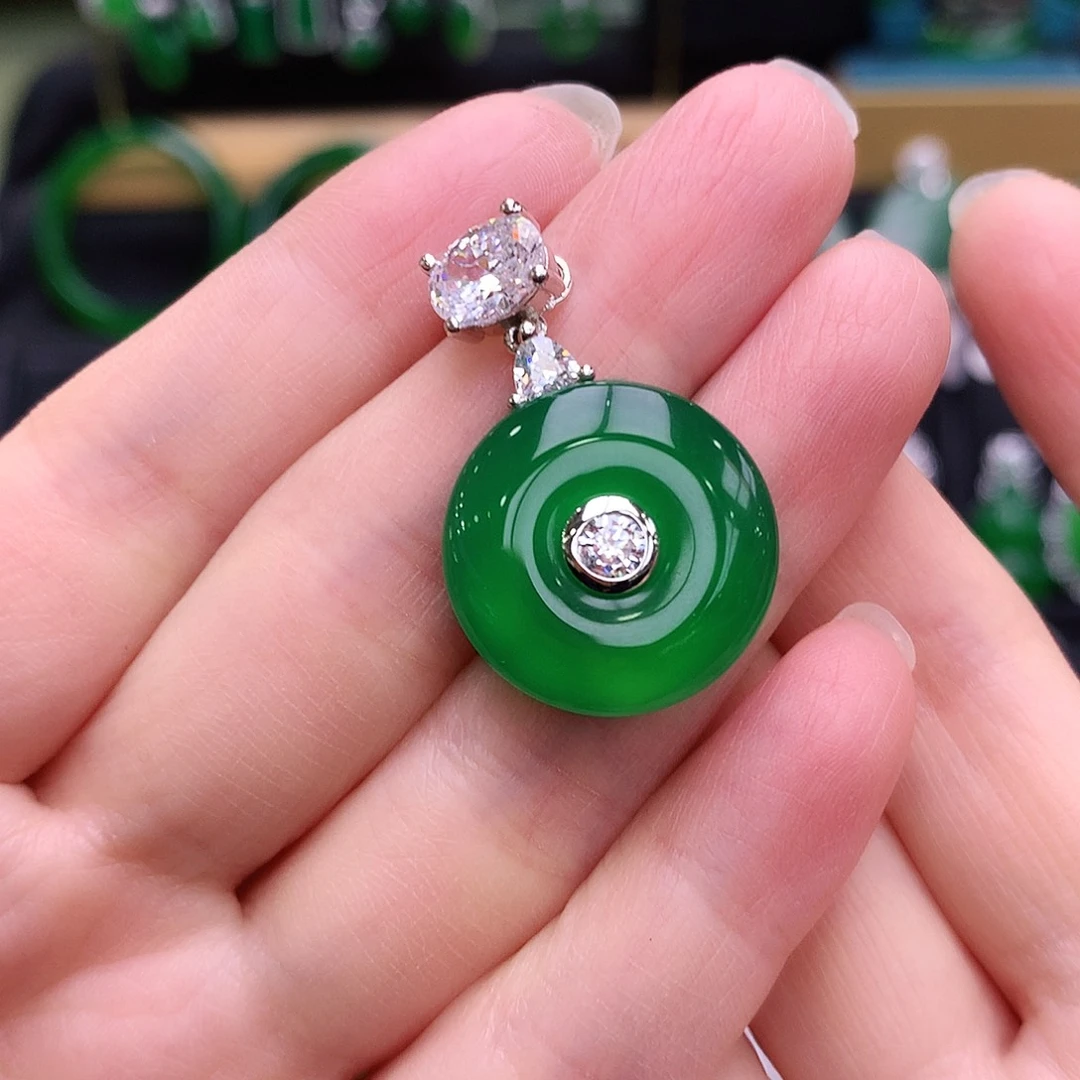 玛瑙/玉髓吊坠银S925镶嵌