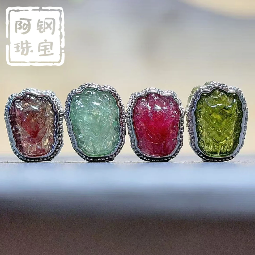 高品碧玺凤九配饰（12*8*5）不指定彩色宝石925银多样性发其一BX918