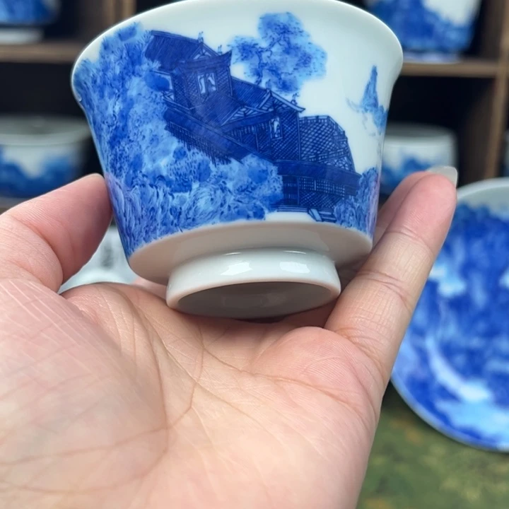 白***板杯溪山造物山水微瑕