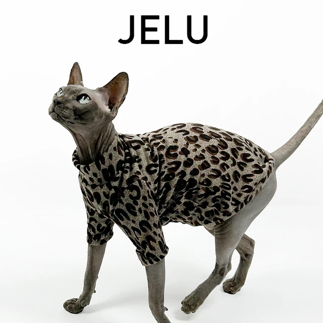 JELU 吉鹿 春夏无毛猫衣服斯芬克斯德文空调服薄款打底衫豹纹潮酷