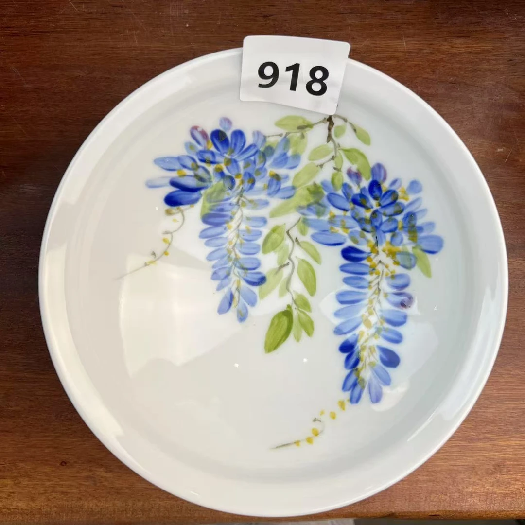 景德镇手绘釉中彩（食品级）大斗笠碗碟子盘子陶瓷918