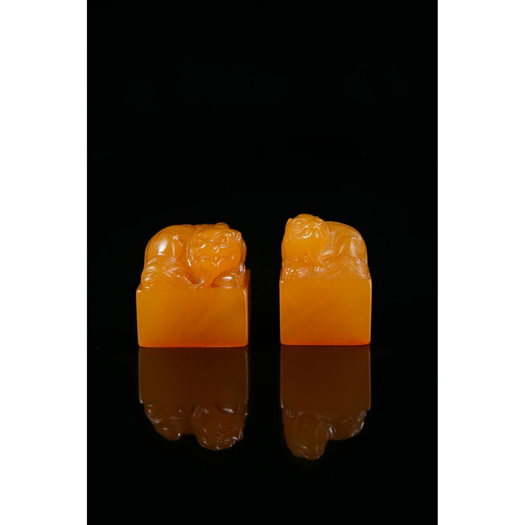 A116 寿山田黄石《獬豸》对章 36克/26.3克 25*25*27 21*21*30