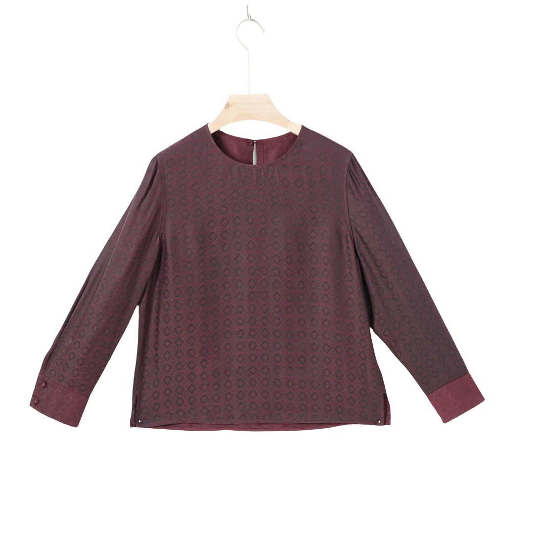 【芸笙】桑蚕丝红云纱中国风复古新中式休闲时尚长袖衬衣2417001