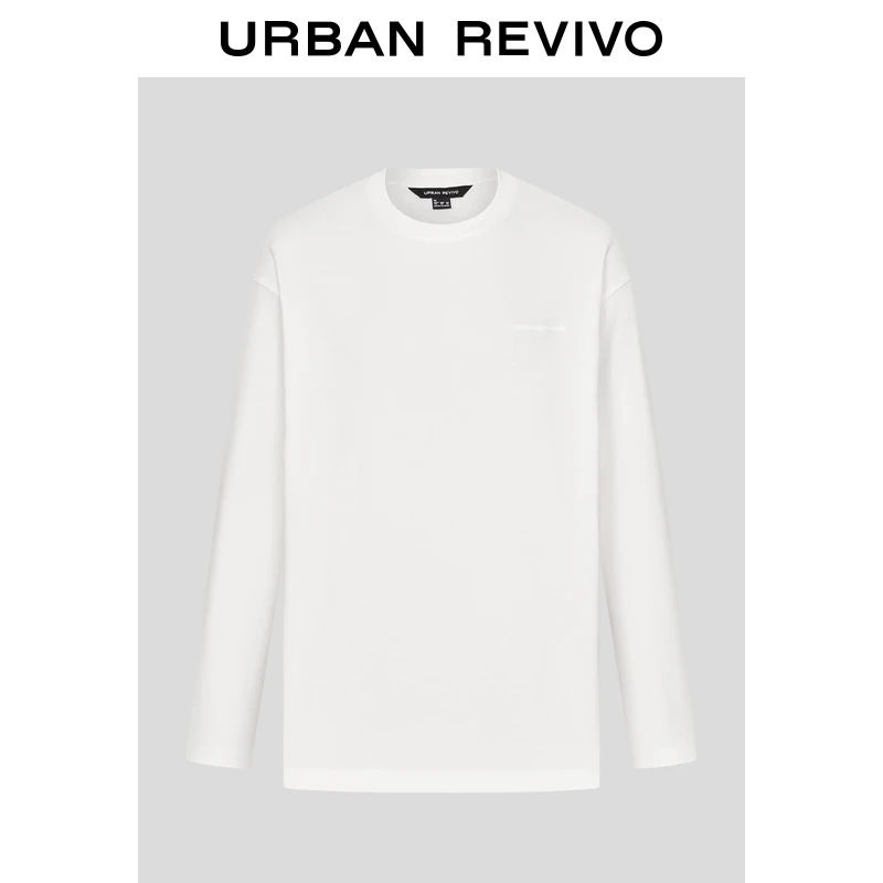 UR2025秋季新款男装气质字母刺绣棉质圆领长袖T恤UMM450120