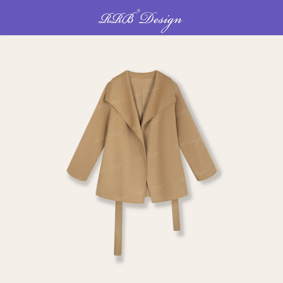 RRB Design 「琥珀流光」羊毛羊绒手工宽松显瘦纯色长袖毛呢外套