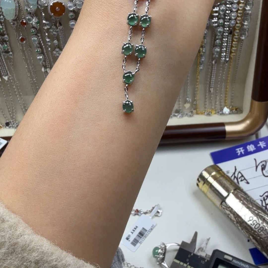 翡翠银S925镶嵌手链项链