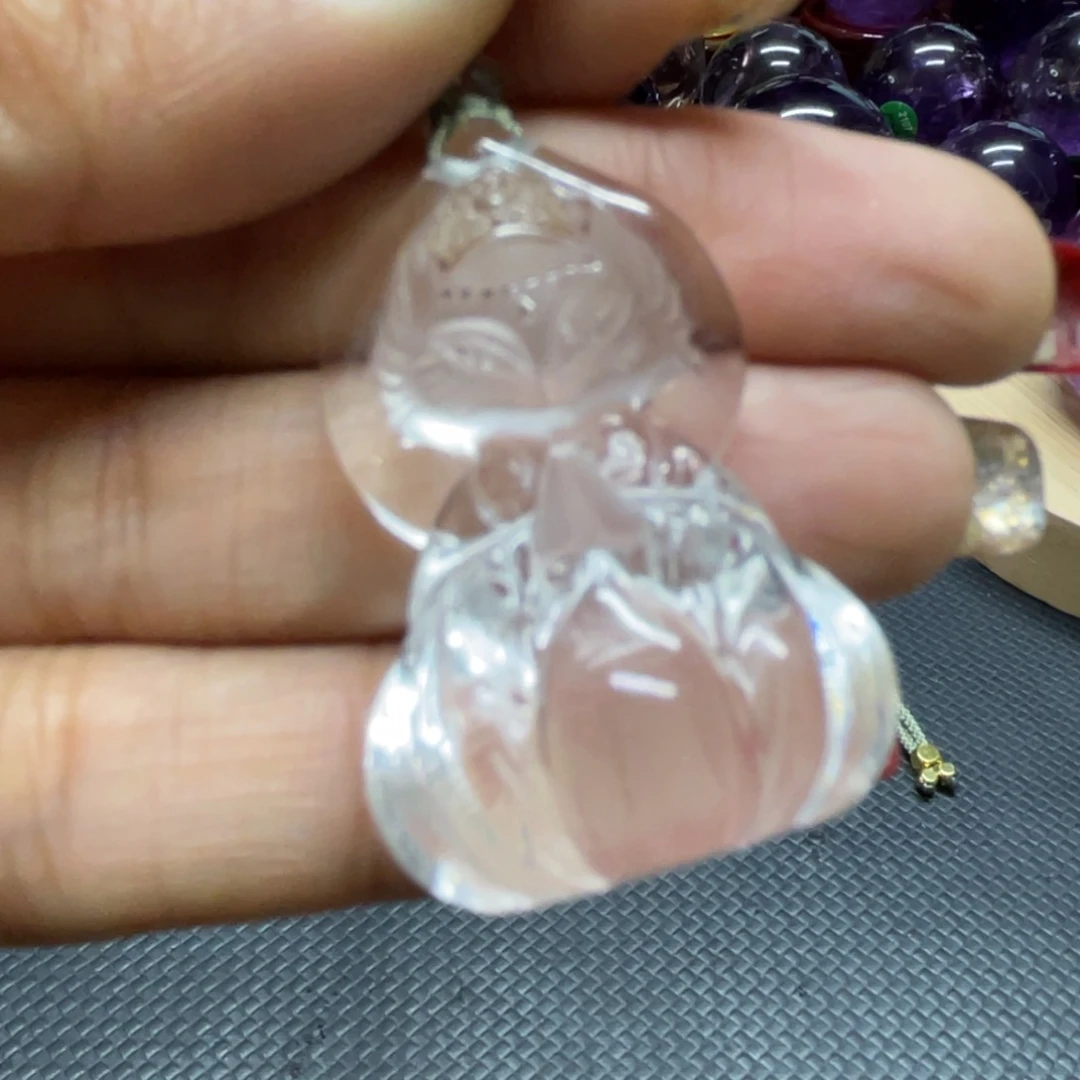 水晶白狐狸吊坠未镶嵌宝*天然水晶