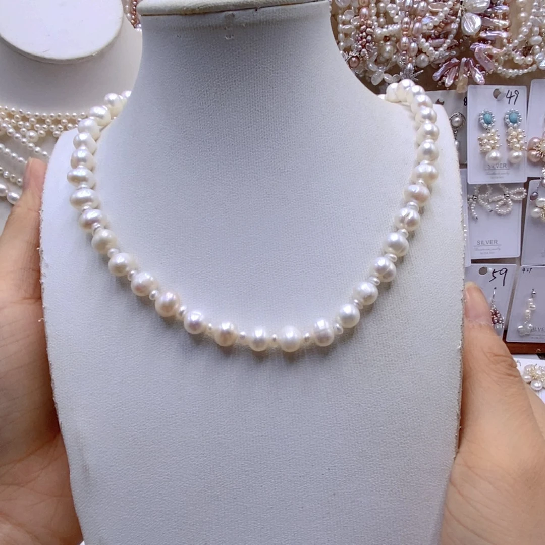淡水珍珠银S925镶嵌颈饰