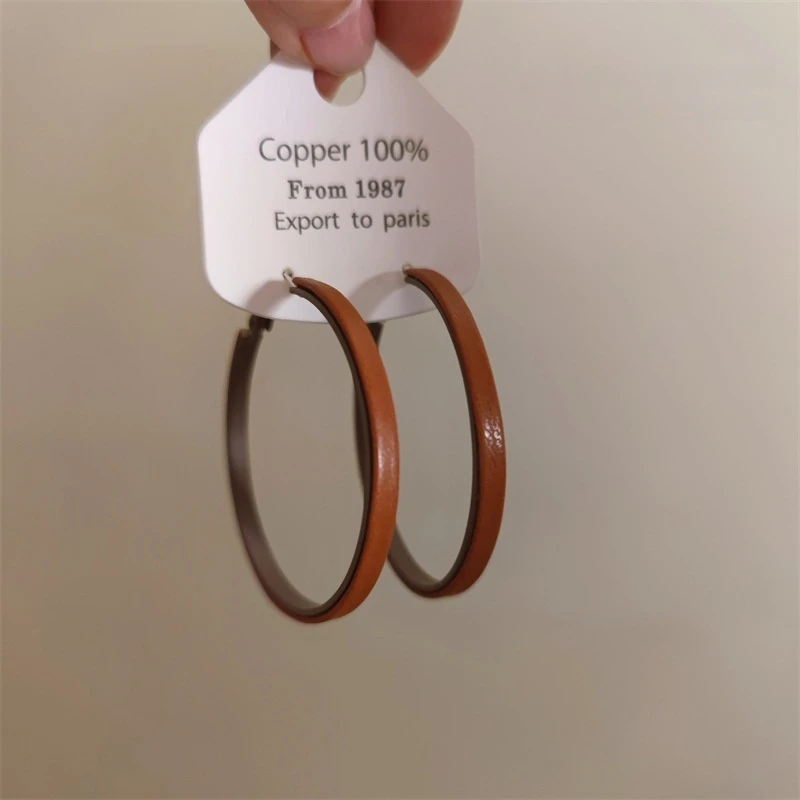 非金属皮质耳饰 复古美拉德圈圈耳环简约百搭时尚小众高级感耳饰