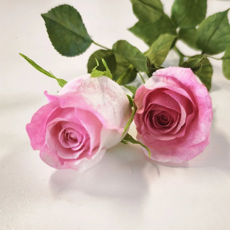 染色艾莎 玫瑰 渐变色纯色酒杯玫瑰手工制作花束永生玫瑰纸质手工