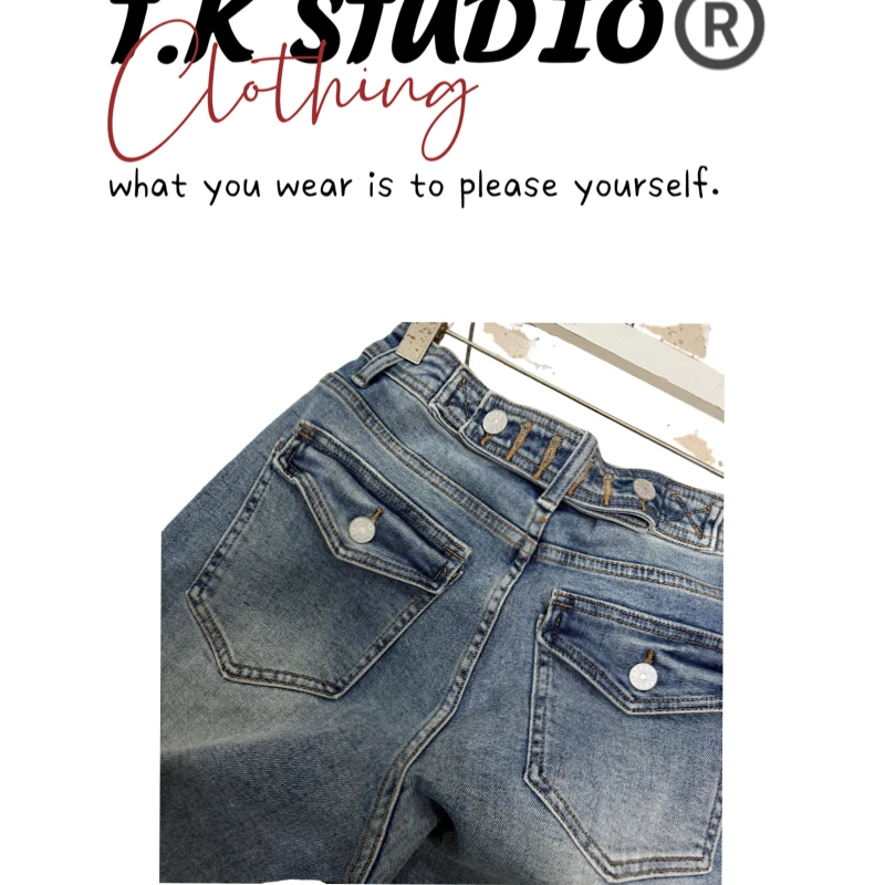 T.K<弹力窄窄裤>早春高腰显瘦窄版直筒堆堆牛仔裤！