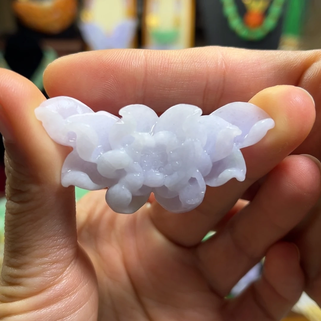 翡翠未镶嵌颈饰天然翡翠莲花吊坠