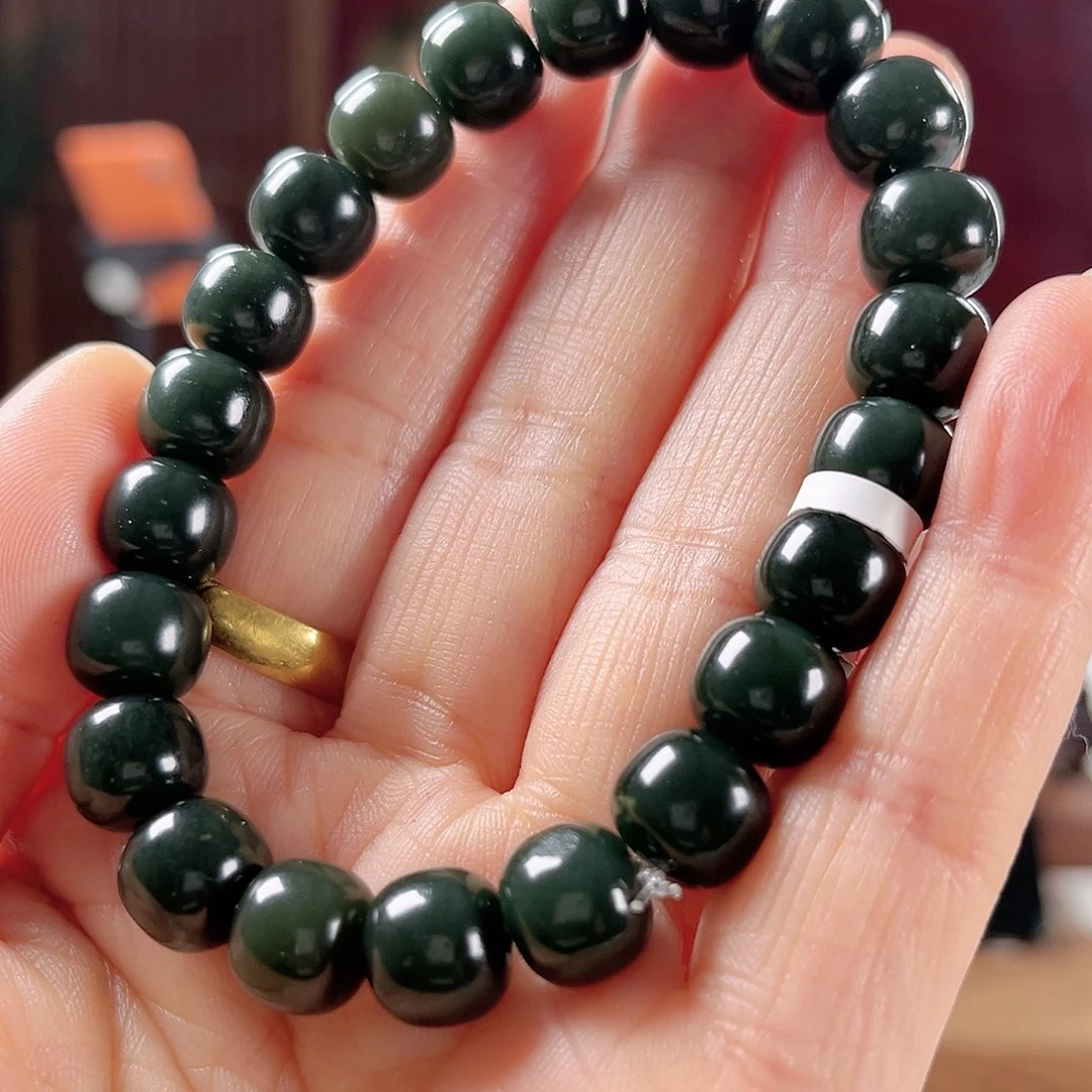 和田玉手链未镶嵌新疆和田玉沙枣青老型