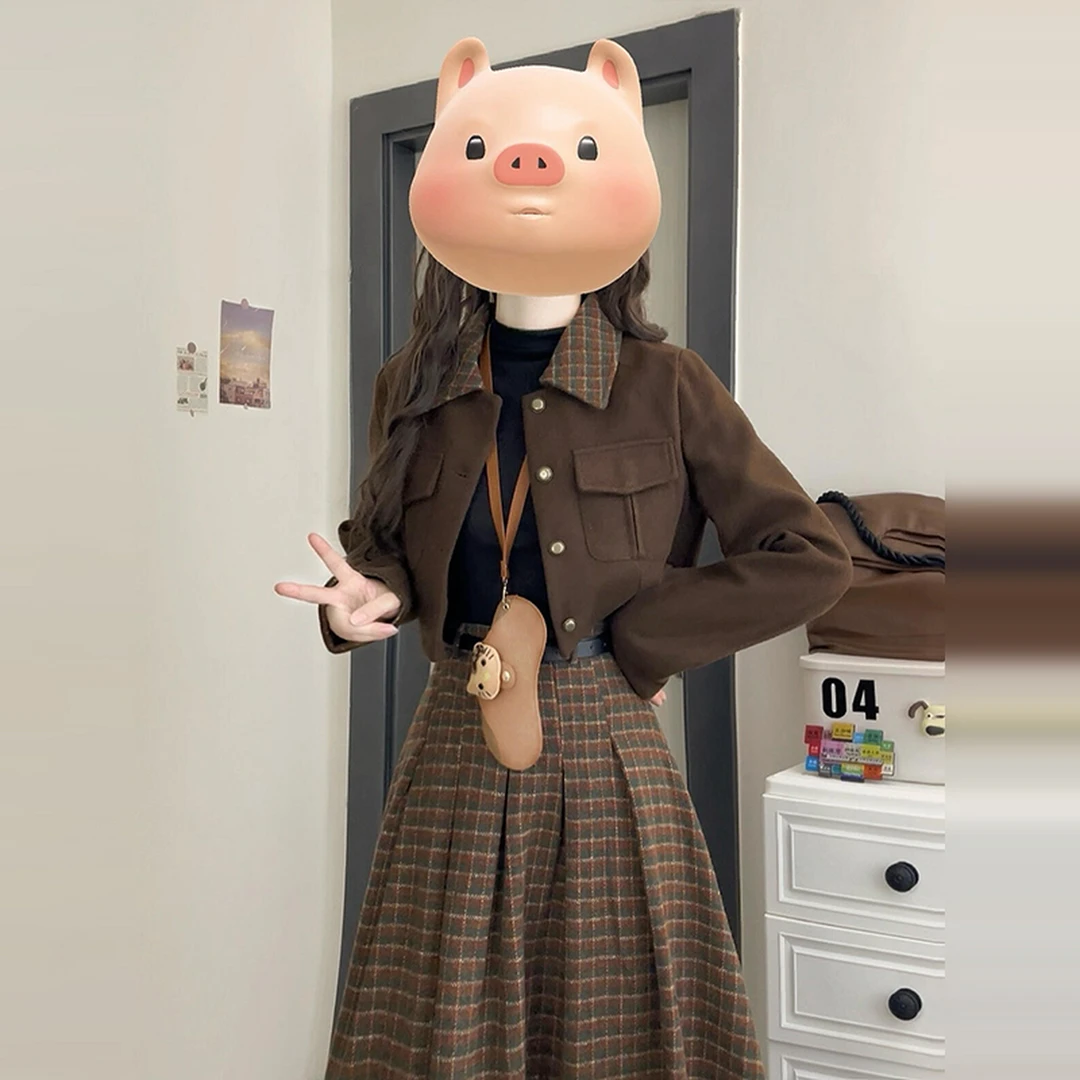 早秋季小个子韩系穿搭一整套学院风连衣裙子女装2025新款套装长裙