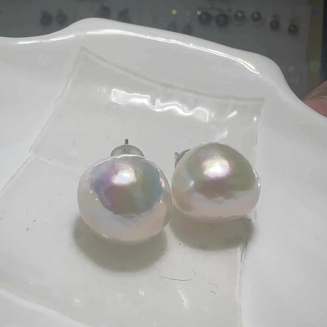 银S925镶嵌淡水珍珠耳饰