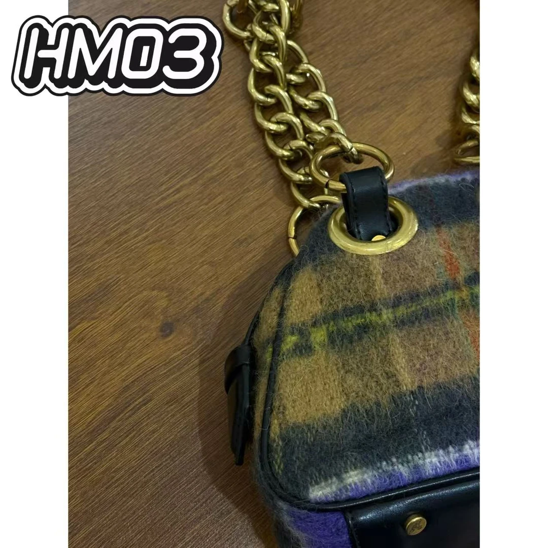 黄铜大理石项链  HM03【复古黄铜彩色格纹】保龄球