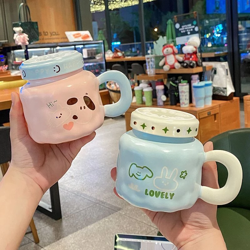 新款陶瓷水壶杯马克杯带盖耐高温陶瓷水杯女生家用办公室咖啡杯