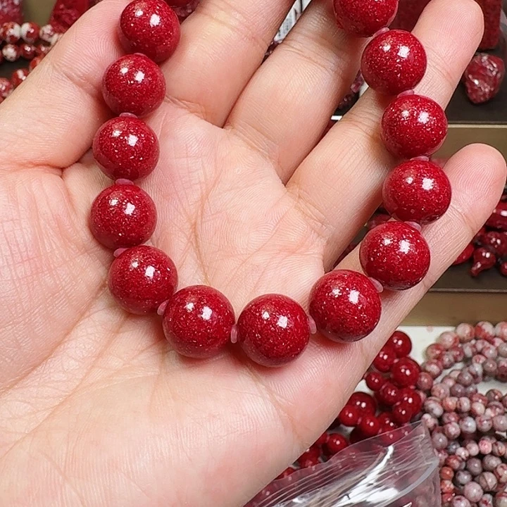 天然辰砂天然红金砂卡12