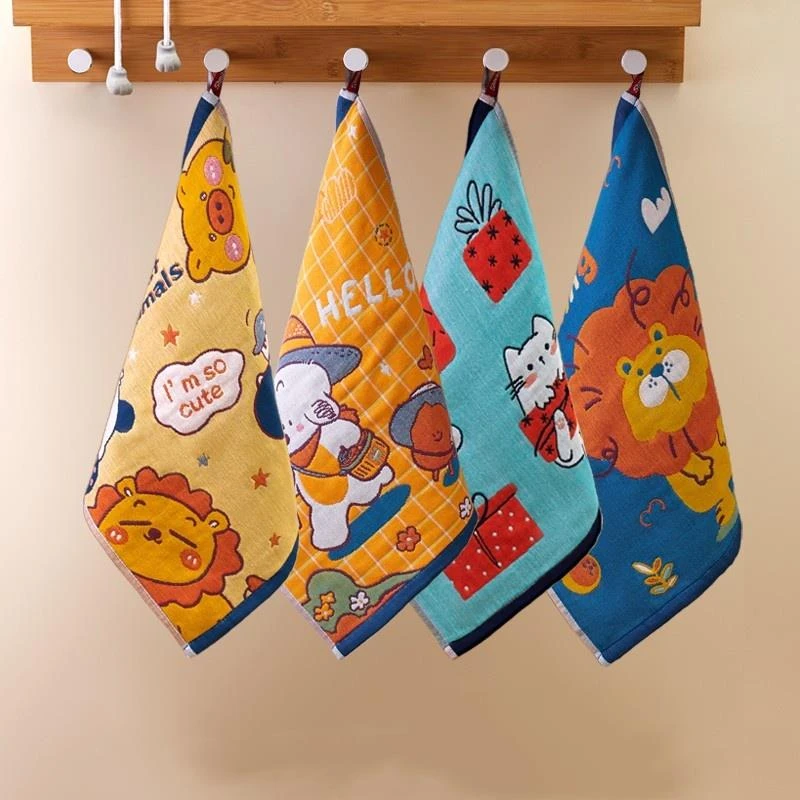 毛巾纯棉洗脸家用儿童洗澡纱布小方巾柔软吸水成人全棉卡通手帕巾