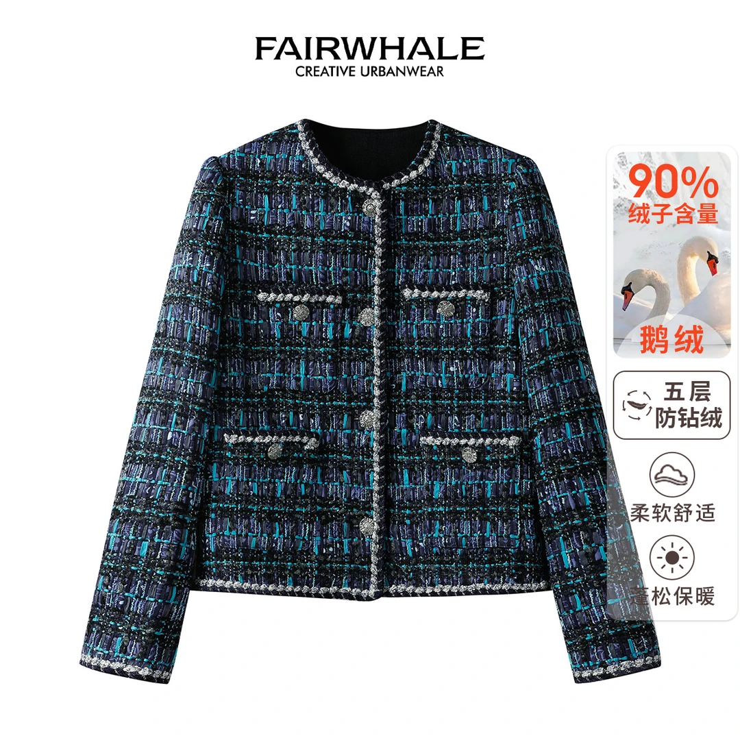 【重百百货】马克华菲女装90白鹅绒小香风羽绒服短款F34014A114