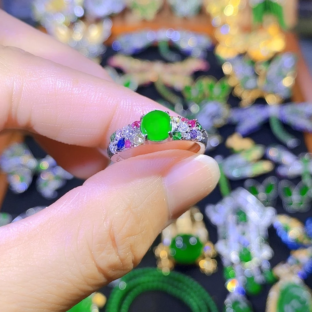 吊坠(不含链)银S925镶嵌翡翠