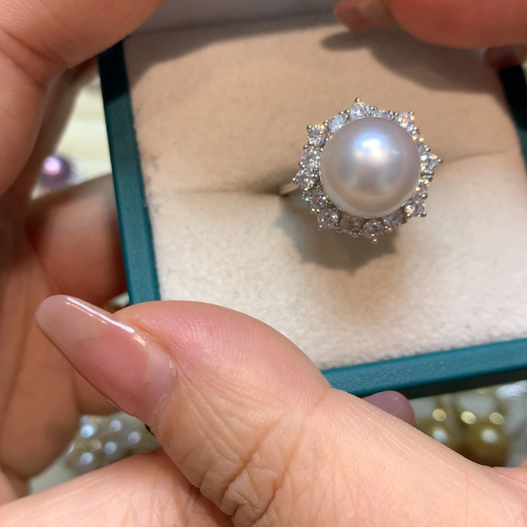 海水珍珠戒指银S925镶嵌