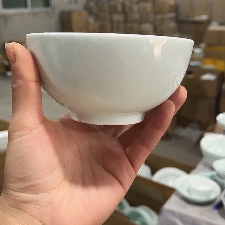 瓷片青黛4.5英寸罗汉米饭碗六个微瑕包邮