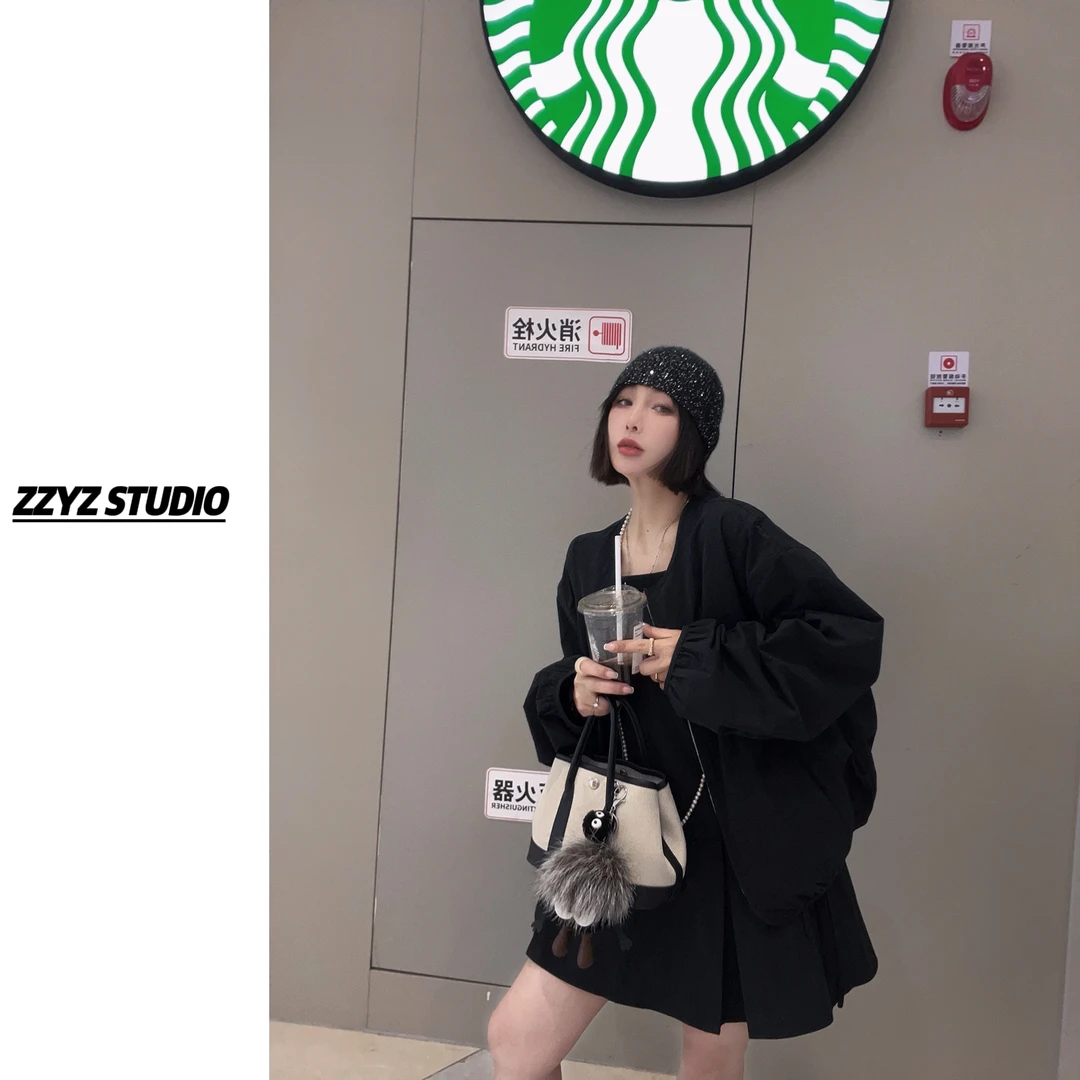 【ZZYZ】“里约往事”简约宽松显瘦外套+吊带百褶连衣裙两件套