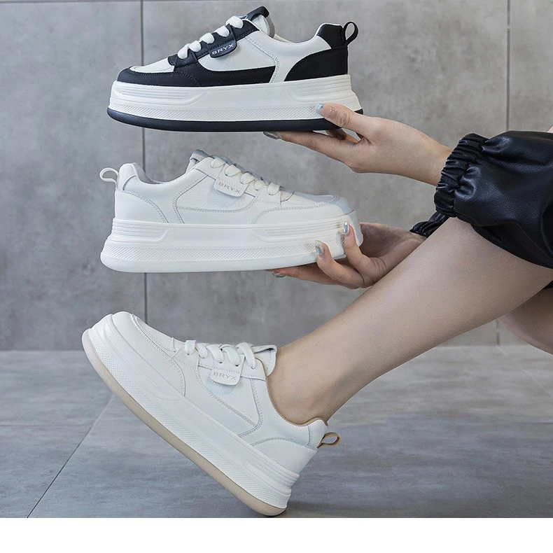 5厘米加绒小白鞋32码女秋季百搭增高板鞋轻便休闲运动鞋圆头板鞋