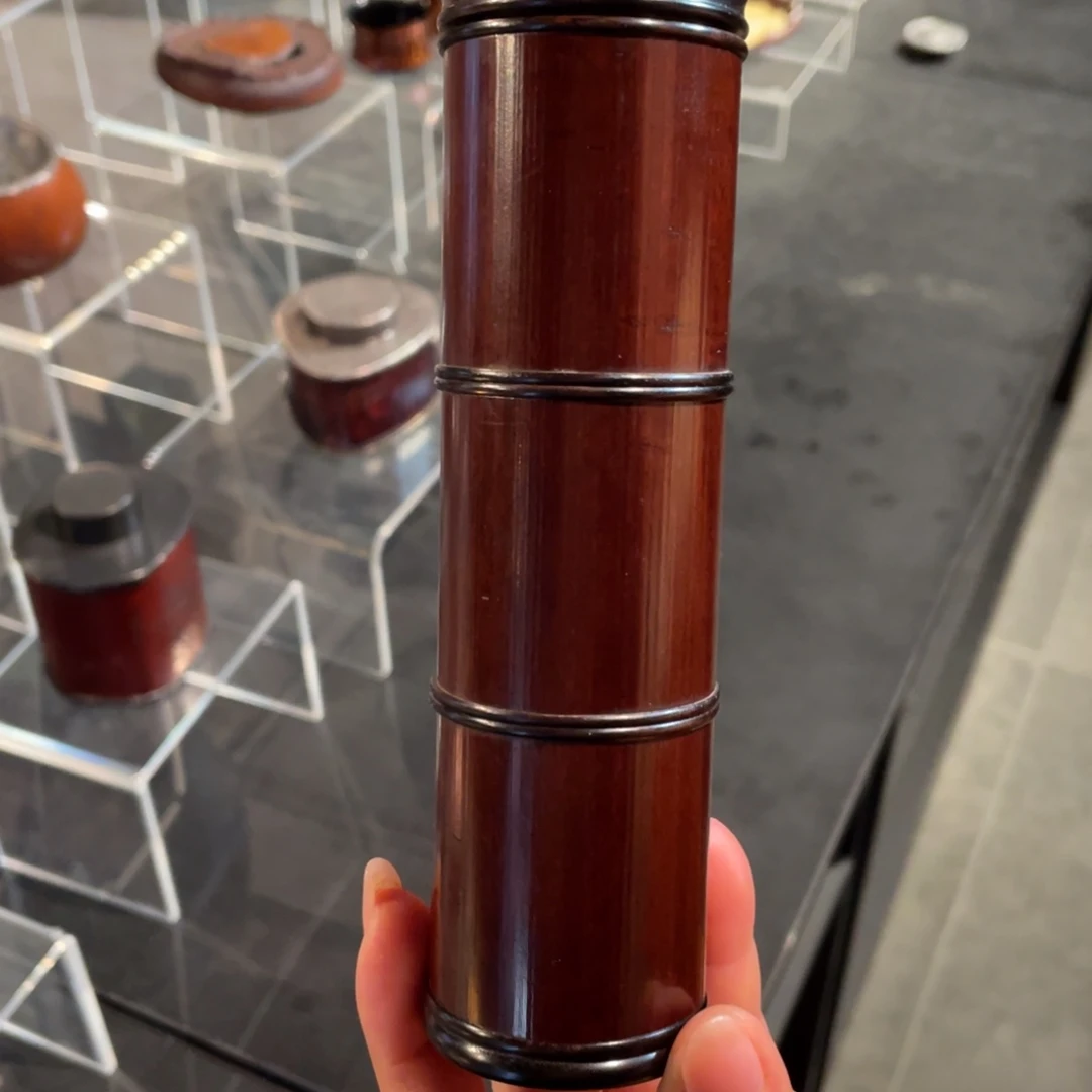 紫砂茶道老煤竹三节茶叶罐