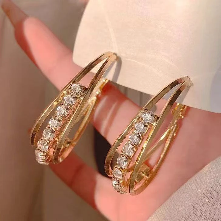 铜合金锆石耳饰 耳环耳圈设计感甜美风朋克风百搭经典YF685